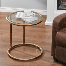 Load image into Gallery viewer, Round Glass Coffee Table Sofa Side Table Metal Leg