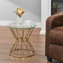 Load image into Gallery viewer, Modern Round Tempered Glass Coffee Table Side Table Steel Leg