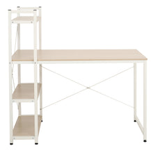 Load image into Gallery viewer, Steel Frame Wooden Home Office Table with 4-Tier DIY Storage Shelves Computer PC Laptop Workstation for Home Office