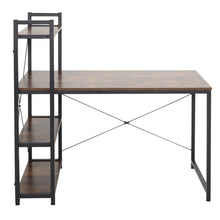 Load image into Gallery viewer, Steel Frame Wooden Home Office Table with 4-Tier DIY Storage Shelves Computer PC Laptop Workstation for Home Office