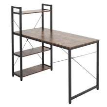 Load image into Gallery viewer, Steel Frame Wooden Home Office Table with 4-Tier DIY Storage Shelves Computer PC Laptop Workstation for Home Office