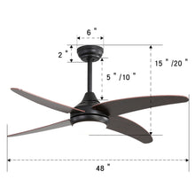 Load image into Gallery viewer, 48" Black Ceiling Fan with LED Light Kit, 4 Blades and Remote Control