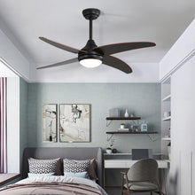 Load image into Gallery viewer, 48" Black Ceiling Fan with LED Light Kit, 4 Blades and Remote Control