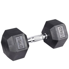 Load image into Gallery viewer, Set of 2 Black Fitness Rubber Hex Dumbbell