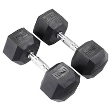 Load image into Gallery viewer, Set of 2 Black Fitness Rubber Hex Dumbbell