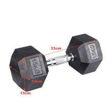 Load image into Gallery viewer, Set of 2 Black Fitness Rubber Hex Dumbbell