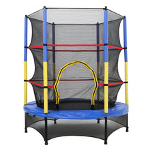 Load image into Gallery viewer, Kids Mini Trampoline Diameter 1.4 m Safety Net Steel Frame Blue Yellow and Black for Outdoor Garden