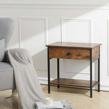 Load image into Gallery viewer, Rustic Brown End Table with Storage
