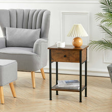 Load image into Gallery viewer, Rustic Brown End Table with Storage