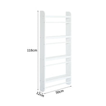 Load image into Gallery viewer, 4 Tier Wood Wall Hanging Bookshelf Magazine Papers Rack White