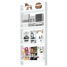 Load image into Gallery viewer, 4 Tier Wood Wall Hanging Bookshelf Magazine Papers Rack White