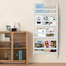 Load image into Gallery viewer, 4 Tier Wood Wall Hanging Bookshelf Magazine Papers Rack White