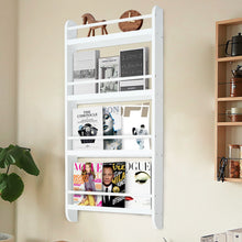Load image into Gallery viewer, 4 Tier Wood Wall Hanging Bookshelf Magazine Papers Rack White