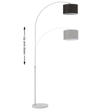 Load image into Gallery viewer, Adjustable Arched Floor Lamp with Marble Base Cloth Lampshade 131-186cm