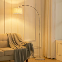 Load image into Gallery viewer, Adjustable Arched Floor Lamp with Marble Base Cloth Lampshade 131-186cm