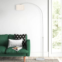 Load image into Gallery viewer, Adjustable Arched Floor Lamp with Marble Base Cloth Lampshade 131-186cm