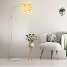 Load image into Gallery viewer, Adjustable Arched Floor Lamp with Marble Base Cloth Lampshade 131-186cm