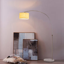 Load image into Gallery viewer, Adjustable Arched Floor Lamp with Marble Base Cloth Lampshade 131-186cm