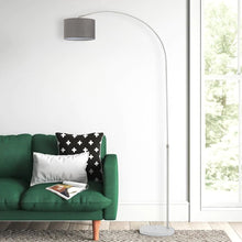 Load image into Gallery viewer, Adjustable Arched Floor Lamp with Marble Base Cloth Lampshade 131-186cm