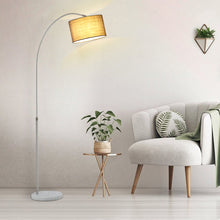 Load image into Gallery viewer, Adjustable Arched Floor Lamp with Marble Base Cloth Lampshade 131-186cm
