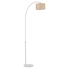 Load image into Gallery viewer, Adjustable Arched Floor Lamp with Marble Base Cloth Lampshade 131-186cm