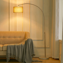 Load image into Gallery viewer, Adjustable Arched Floor Lamp with Marble Base Cloth Lampshade 131-186cm