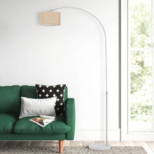 Load image into Gallery viewer, Adjustable Arched Floor Lamp with Marble Base Cloth Lampshade 131-186cm