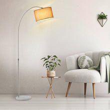 Load image into Gallery viewer, Adjustable Arched Floor Lamp with Marble Base Cloth Lampshade 131-186cm
