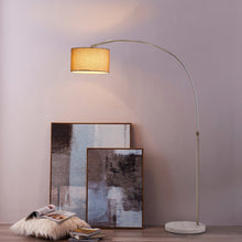 Load image into Gallery viewer, Adjustable Arched Floor Lamp with Marble Base Cloth Lampshade 131-186cm