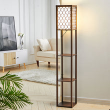 Load image into Gallery viewer, Hollow Out Shelf Floor Lamp Light 4 Tiered Shelves Storage Display Square