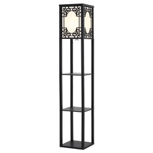 Load image into Gallery viewer, 3-in-1 Wooden & Linen Floor Lamp with Shelves Units