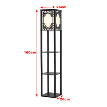 Load image into Gallery viewer, 3-in-1 Wooden & Linen Floor Lamp with Shelves Units