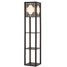 Load image into Gallery viewer, 3-in-1 Wooden & Linen Floor Lamp with Shelves Units