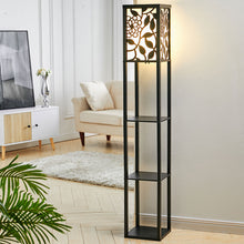 Load image into Gallery viewer, 3-in-1 Wooden & Linen Floor Lamp with Shelves Units