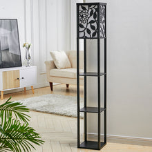 Load image into Gallery viewer, 3-in-1 Wooden & Linen Floor Lamp with Shelves Units