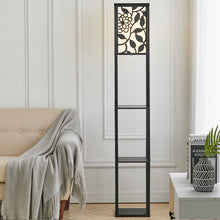 Load image into Gallery viewer, 3-in-1 Wooden & Linen Floor Lamp with Shelves Units