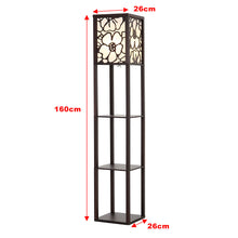 Load image into Gallery viewer, 3-in-1 Wooden & Linen Floor Lamp with Shelves Units