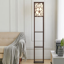 Load image into Gallery viewer, 3-in-1 Wooden & Linen Floor Lamp with Shelves Units
