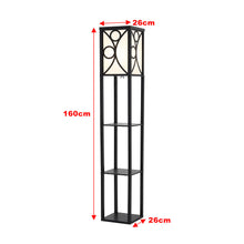 Load image into Gallery viewer, 3-in-1 Wooden & Linen Floor Lamp with Shelves Units