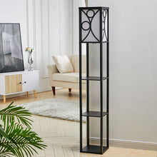 Load image into Gallery viewer, 3-in-1 Wooden & Linen Floor Lamp with Shelves Units
