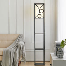 Load image into Gallery viewer, 3-in-1 Wooden & Linen Floor Lamp with Shelves Units
