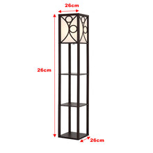 Load image into Gallery viewer, 3-in-1 Wooden & Linen Floor Lamp with Shelves Units