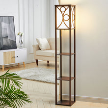 Load image into Gallery viewer, 3-in-1 Wooden & Linen Floor Lamp with Shelves Units