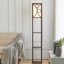 Load image into Gallery viewer, 3-in-1 Wooden & Linen Floor Lamp with Shelves Units