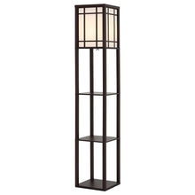 Load image into Gallery viewer, 3-in-1 Wooden & Linen Floor Lamp with Shelves Units