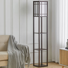 Load image into Gallery viewer, 3-in-1 Wooden & Linen Floor Lamp with Shelves Units