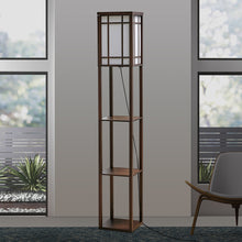 Load image into Gallery viewer, 3-in-1 Wooden & Linen Floor Lamp with Shelves Units