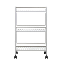 Load image into Gallery viewer, 3 Tier Rolling Serving Trolley Bamboo Wood Kitchen Storage Cart