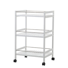 Load image into Gallery viewer, 3 Tier Rolling Serving Trolley Bamboo Wood Kitchen Storage Cart