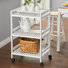 Load image into Gallery viewer, 3 Tier Rolling Serving Trolley Bamboo Wood Kitchen Storage Cart